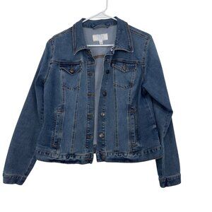 Time And Tru Womens Classic Denim Jacket Size L Blue Cotton Blend